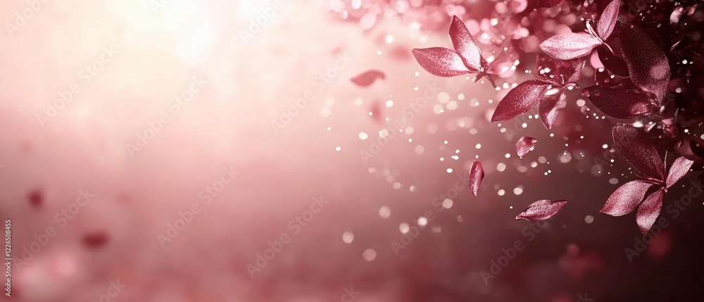 Poster abstract pink leaves and bokeh lights creating a soft romantic and dreamy background effect