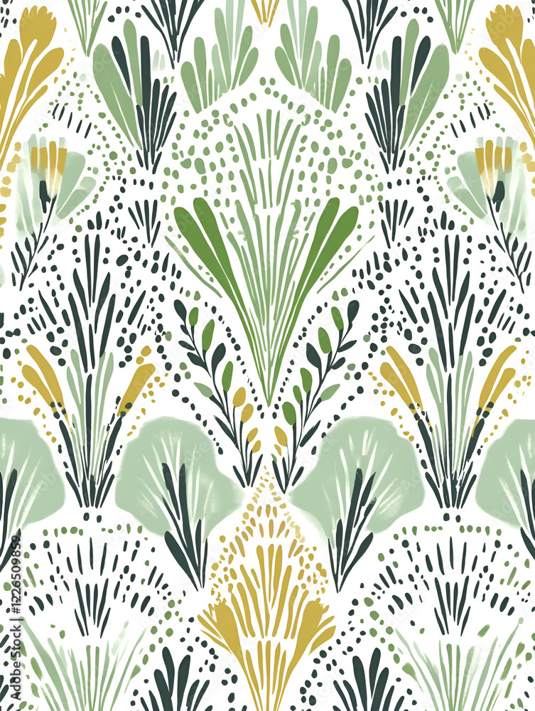 Poster abstract botanical pattern: a mesmerizing abstract pattern with stylized floral motifs in shades of 