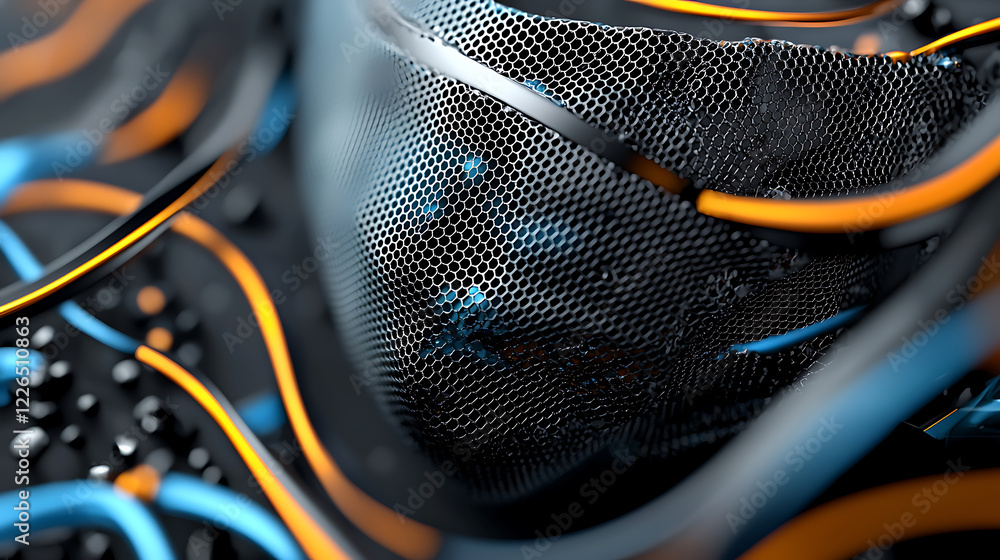 Poster dynamic abstract technology design digital space visual art futuristic environment close-up perspect