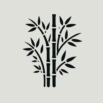 Bamboo Silhouette in black on a white background