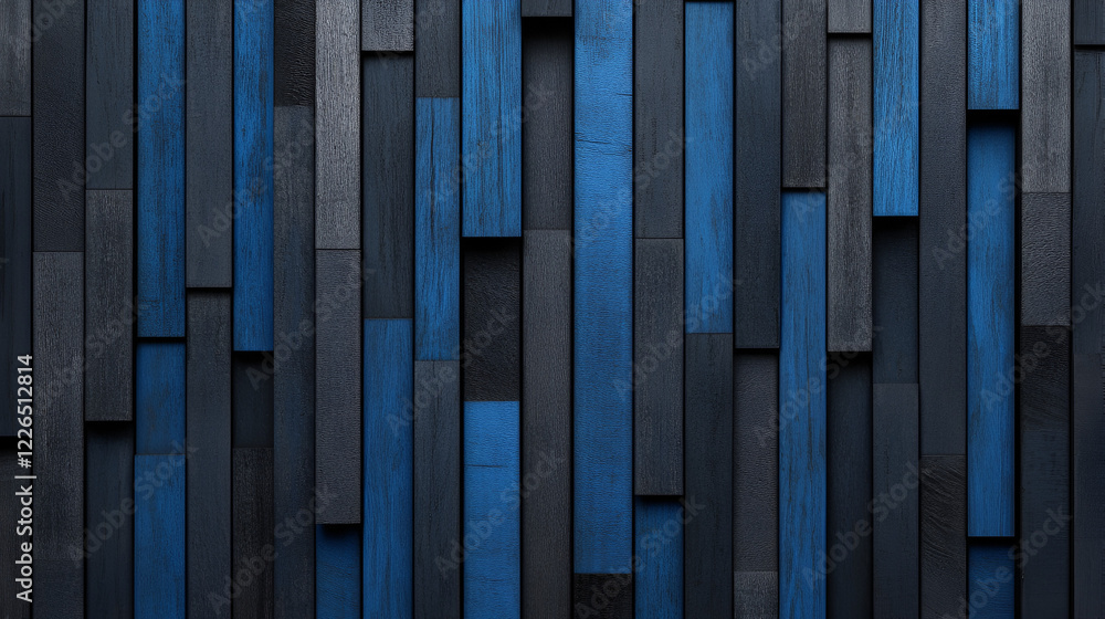 Aufkleber blue and gray wood panel texture: abstract background image featuring a vertical array of dark blue 