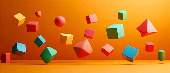 Obraz premium Colorful shapes fall orange background