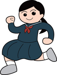 セーラー服の制服を着た元気な女子高校生