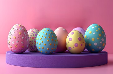 Fototapeta premium colorful easter eggs and branch with flowers