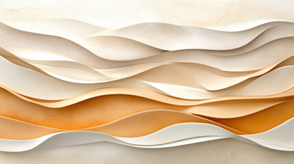 smooth gradient of sand to pale cream tones creates flowing, layered wave pattern, evoking serene and elegant aesthetic. abstract design emphasizes texture and harmony