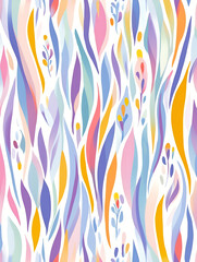 Pastel Floral Wave Seamless Pattern 