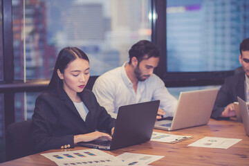 Group business team meeting and discussing about planning and strategy with marketing in modern office, business people conference about project and finance, business and teamwork for success.