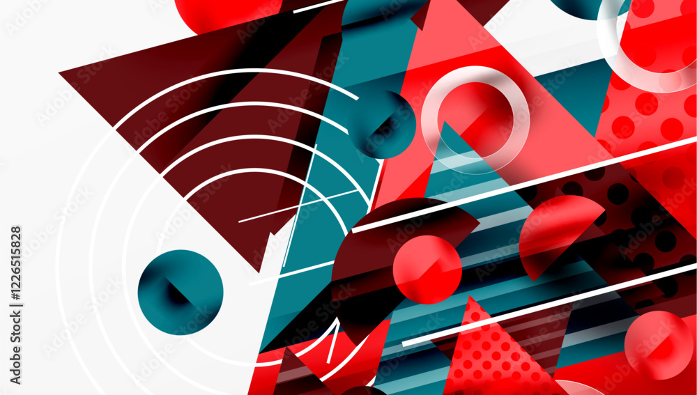 Poster modern geometric background - overlapping triangles with smooth gradients and semi-transparency