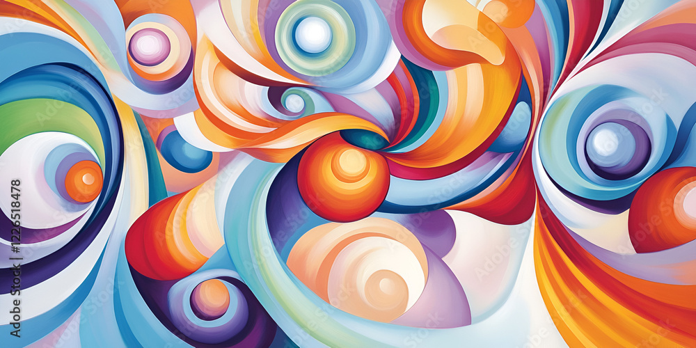 Poster abstract symphony of color: a mesmerizing abstract painting explodes with vibrant hues and swirling 