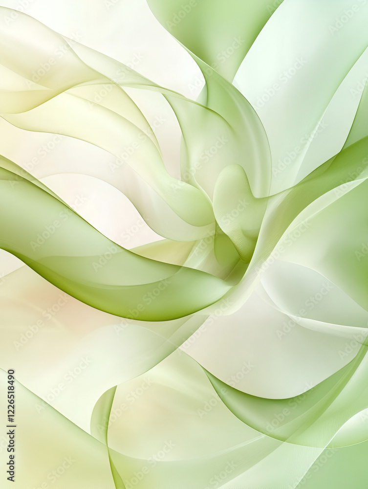 Poster abstract flowing fabric: a soft, ethereal abstract with flowing green fabric, creating an elegant an