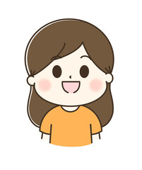 笑顔の女性の上半身のゆるかわイラスト