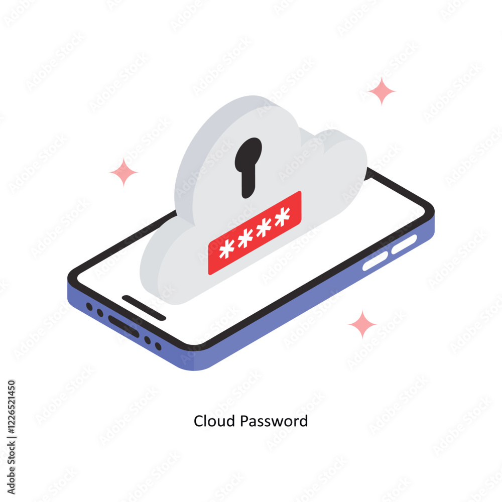 Poster cloud password vector filled icon style. eps 10 file