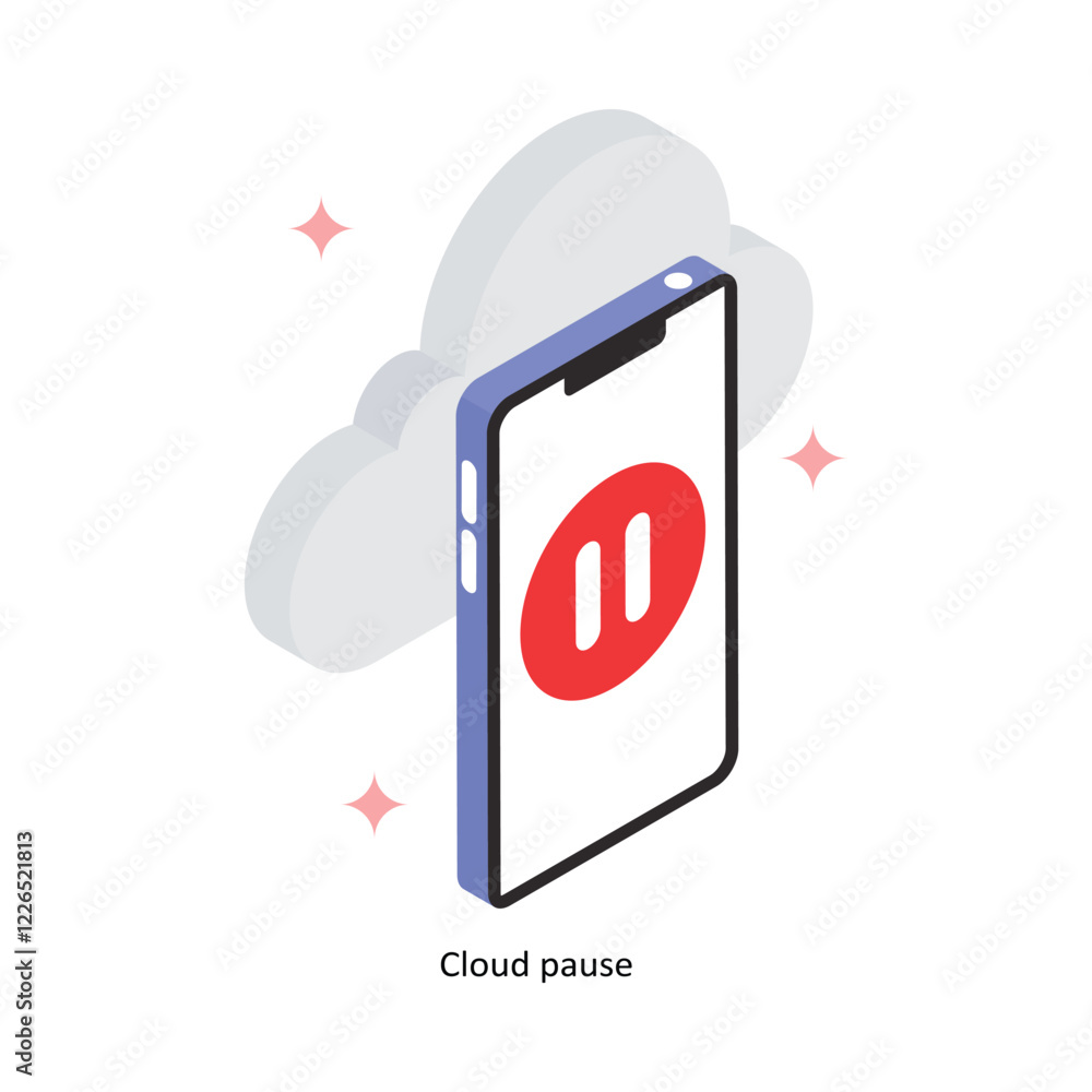 Poster cloud pause vector filled icon style. eps 10 file