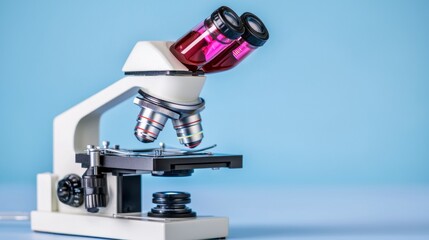 Naklejka premium Lab Microscope Science Research Medical Equipment Close up View