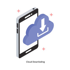 Cloud Downloading Vector Filled Icon Style. Eps 10 File