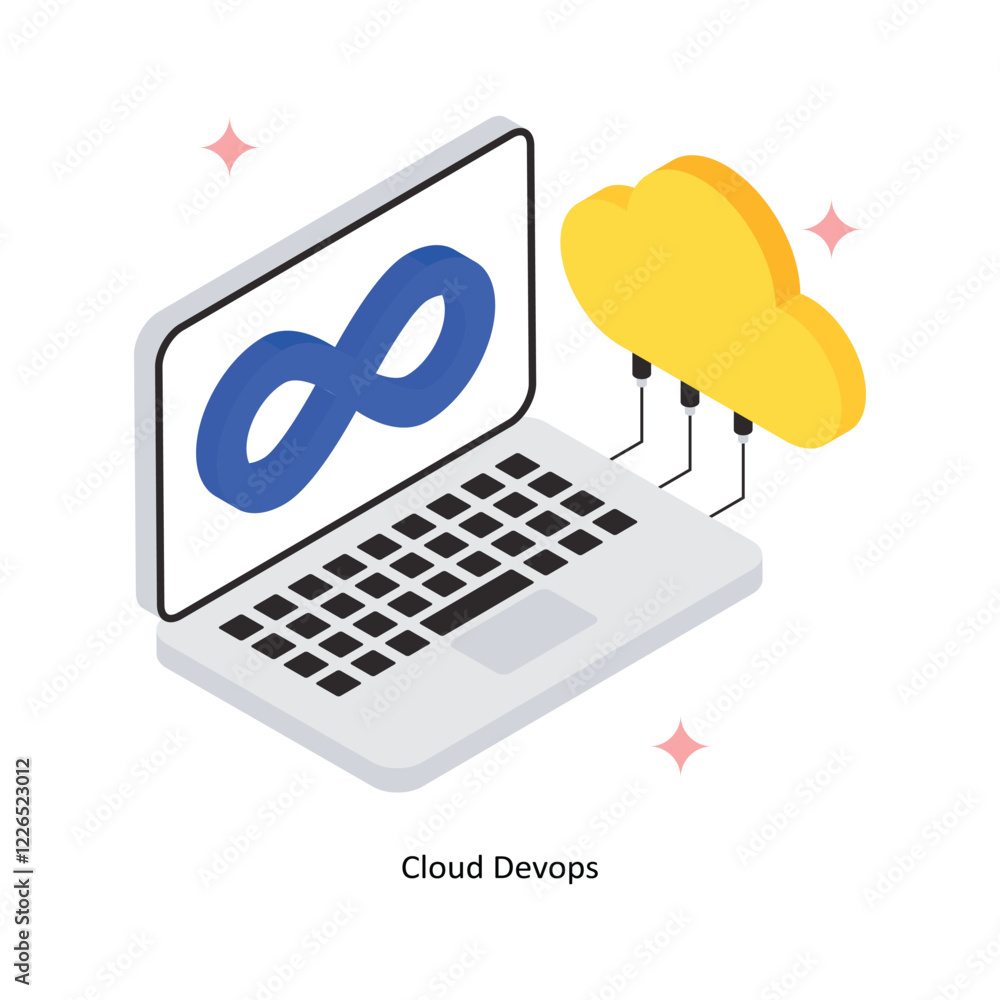 Poster cloud devops vector filled icon style. eps 10 file