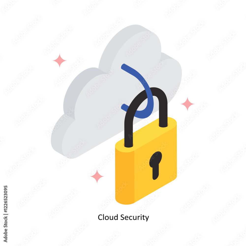 Poster cloud security vector filled icon style. eps 10 file
