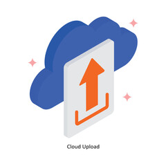 Cloud Upload Vector Filled Icon Style. Eps 10 File