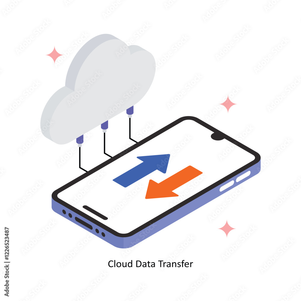 Poster cloud data transfer vector filled icon style. eps 10 file