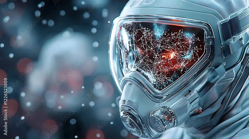 Poster exploring cosmic realities astronaut in space futuristic sci-fi digital art high-tech environment cl