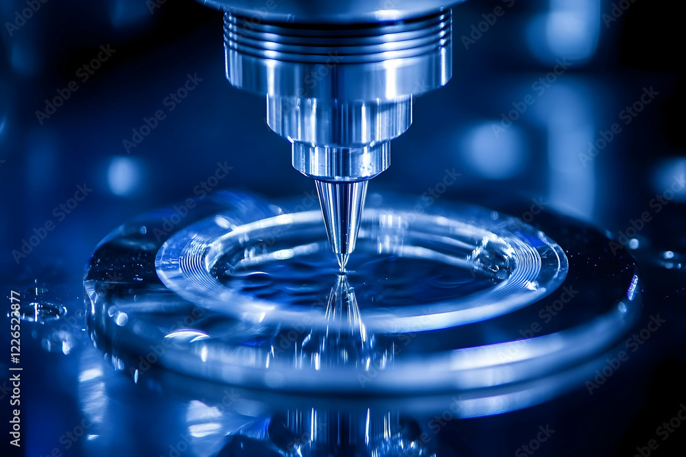 Poster precision machining process, close-up view