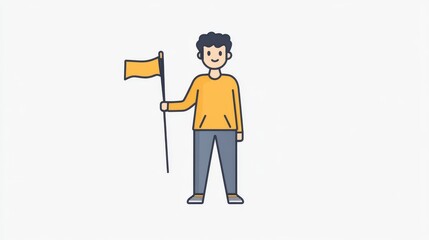 7.A vector icon of a tour guide standing confidently, holding a flag or microphone, ready to lead a group. The icon is designed with simple lines and shapes, showing the guide in a professional and