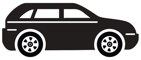 Vector silhouette of a passenger car isolated in black on a white background. Icon variants of automobile body silhouette for web