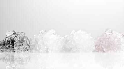 Colorful ice cubes on white background, studio shot