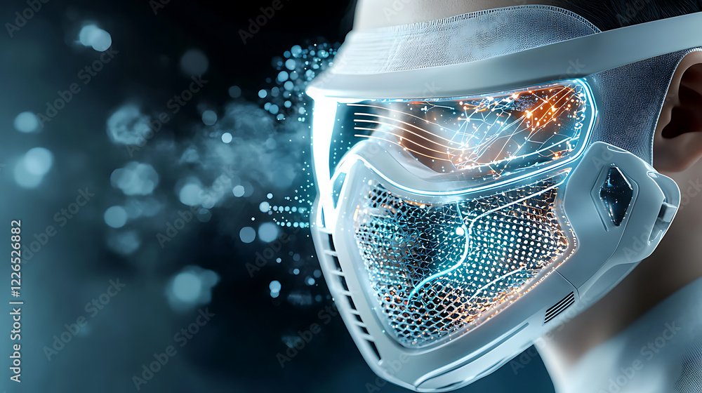 Poster innovative technology integration futuristic lab digital design high-tech environment close-up view 