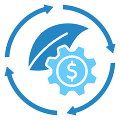 Circular Economy dual tone blue color icon. use for modern concept, print, UI, UX kit, web and app development. Vector EPS 10, related to business, green industry, eco friendly and economy .