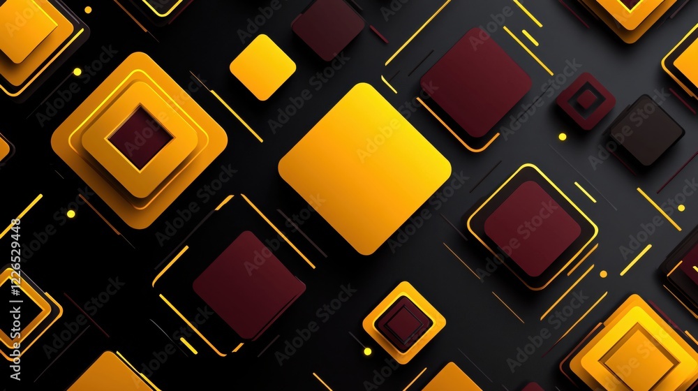 Aufkleber geometric shapes with yellow and maroon tones creating a modern abstract background design