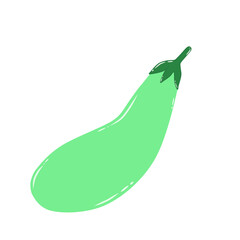 Simple eggplant doodle illustration inspired by cooking ingredients with green colors that can be use for social media, wallpaper, sticker, banner, t-shirt, etc.