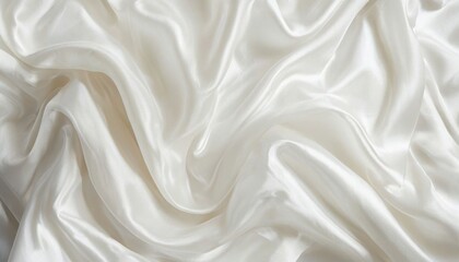 Obraz premium luxurious white satin or silk fabric with a smooth, glossy texture.The elegant folds and silky finish create a sense of opulence and sophistication, perfect for fashion or interior design inspiration