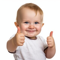 Funny baby with exaggerated facial expression and gesture