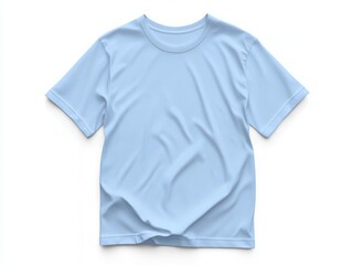 Naklejka premium Casual t-shirt display studio clothing product soft pastel blue front view fashion concept