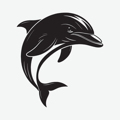 Download a high-quality black dolphin face silhouette vector art with a clean, minimalist design on a white background. Perfect for logos, wall art, and creative projects. Scalable and print-ready!
