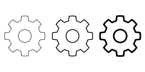 Gear setting icon set. Cog wheel icon. Gear wheel vector linear icon for use in any purpose. gear icon set, gear head icon, 3d gear icon, gear line icon, 