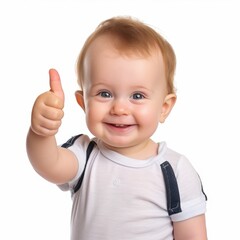 Funny baby with exaggerated facial expression and gesture