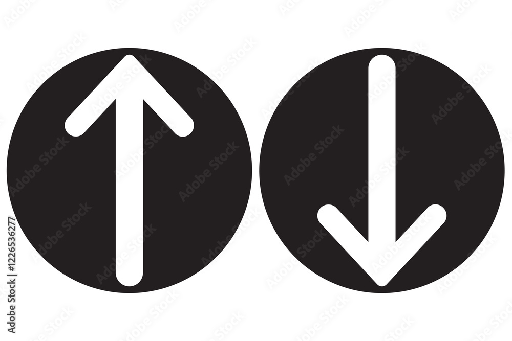 Poster print up and down arrow icon in rounded corner. upward and downward sign symbol . 1176