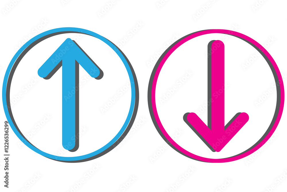 Poster print up and down arrow icon in rounded corner. upward and downward sign symbol . 1176