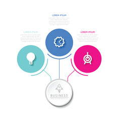 Vector infographic business presentation template with circular interconnection with 3 options.
