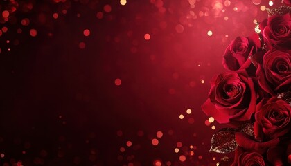 Obraz premium Romantic Red Roses Bouquet with Glitter Background
