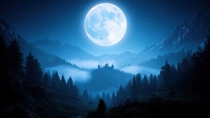 Moonlit Mountain Forest