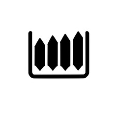 Crystals in a Box: Minimalist black and white icon of five crystalline structures nestled in a rectangular box, symbolizing growth, clarity, and spiritual energy.