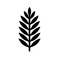 Wheat Sprig Icon: A stylized black wheat sprig icon, symbolizing harvest, abundance, and growth. Perfect for agricultural, food, and eco-friendly themes.