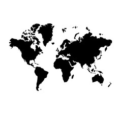 Naklejka premium World Map Silhouette: A bold, minimalist silhouette of the world map, ideal for projects conveying global reach, interconnectedness, or international themes.