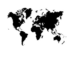 World Map Silhouette: A bold, black silhouette of the world map, offering a powerful visual representation of global connectivity and exploration.  Perfect for presentations, websites.