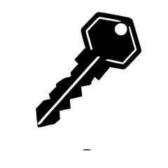 Key Icon: A simple, modern key icon in a minimalist style. This versatile icon is perfect for use in website design, mobile apps, presentations, and marketing materials.