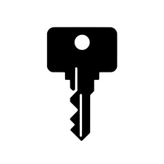 Simple Key Icon: A minimalist illustration of a black key, a simple and versatile symbol representing access, security, and opportunity.  