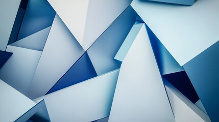 Obraz premium Abstract blue and white geometric background with overlapping triangular shapes design